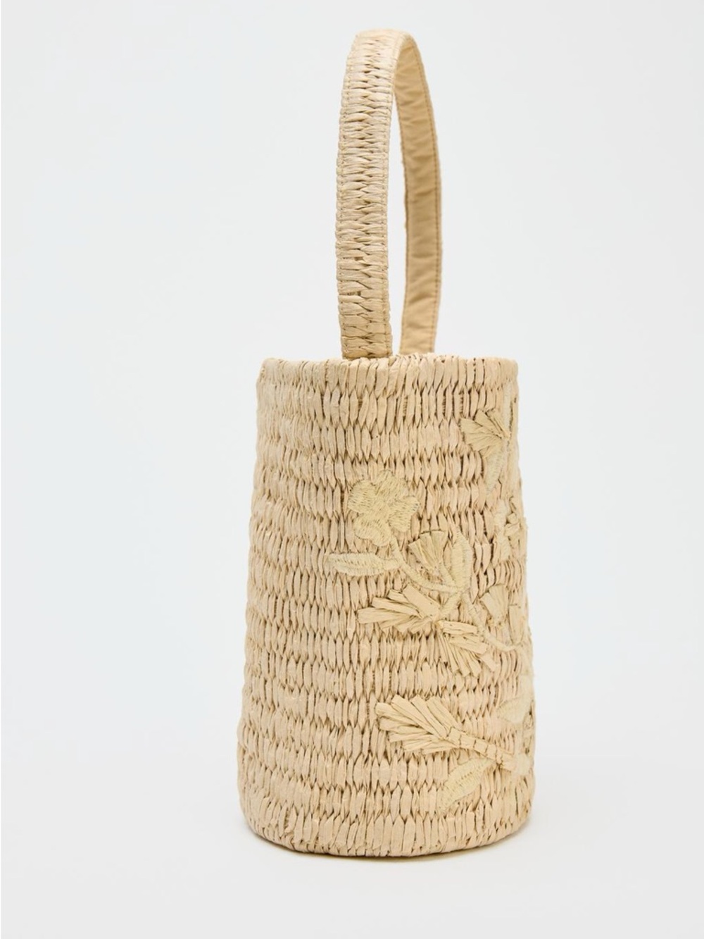 Zara Woven Straw Bucket Bag with Floral Embroidery - Picture 3 of 5